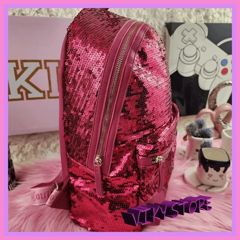 💕 NWT Juicy Couture Pink Sequin All Over Bling Backpack 💕